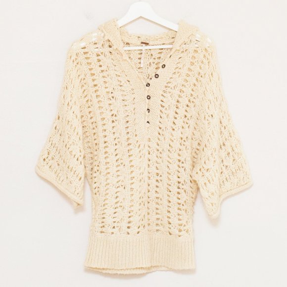 Free People Sweaters - Free People Pointelle Kimono Hoodie S
